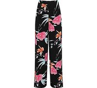 Purple Hanger Womens New Black Wide Leg Flared Trousers Ladies Plain Stretch Fit Elasticated Waist Long Palazzo Pants Plus Size (14, Pink Floral)