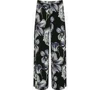Purple Hanger Womens New Black Wide Leg Flared Trousers Ladies Plain Stretch Fit Elasticated Waist Long Palazzo Pants Plus Size (20-22, Grey Floral)