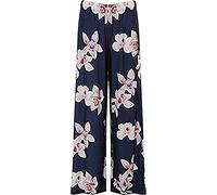 Purple Hanger Womens New Black Wide Leg Flared Trousers Ladies Plain Stretch Fit Elasticated Waist Long Palazzo Pants Plus Size (26, Navy Lilly)