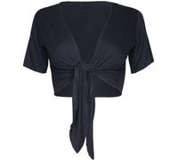 Purple Hanger Womens New Plain Front Adjustable Tie Ladies Short Sleeves Bolero Top Cropped Cardigan Shrug Black Size 12-14