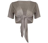 Purple Hanger Womens New Plain Front Adjustable Tie Ladies Short Sleeves Bolero Top Cropped Cardigan Shrug Mocha Size 8-10