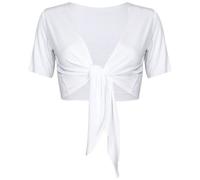 Purple Hanger Womens New Plain Front Adjustable Tie Ladies Short Sleeves Bolero Top Cropped Cardigan Shrug White Size 8-10