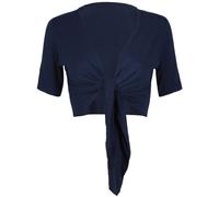 Purple Hanger Womens New Plain Front Adjustable Tie Ladies Short Sleeves Bolero Top Cropped Cardigan Shrug Navy Blue Size 8-10