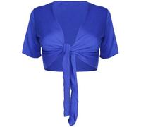 Purple Hanger Womens New Plain Front Adjustable Tie Ladies Short Sleeves Bolero Top Cropped Cardigan Shrug Royal Blue Size 8-10