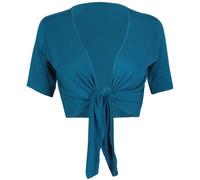 Purple Hanger Womens New Plain Front Adjustable Tie Ladies Short Sleeves Bolero Top Cropped Cardigan Shrug Teal Size 8-10