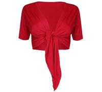 Purple Hanger Womens New Plain Front Adjustable Tie Ladies Short Sleeves Bolero Top Cropped Cardigan Shrug Red Size 8-10