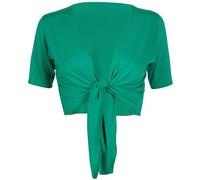 Purple Hanger Womens New Plain Front Adjustable Tie Ladies Short Sleeves Bolero Top Cropped Cardigan Shrug Jade Green Size 12-14