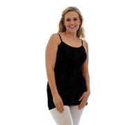 Purple Hanger Womens New Plain Sleeveless Ladies Stretch Round Scoop Neckline Long Strappy T-Shirt Camisole Vest Tank Top Black Size 18-20 (XXL)