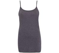 Purple Hanger Womens New Plain Sleeveless Ladies Stretch Round Scoop Neckline Long Strappy T-Shirt Camisole Vest Tank Top (26-28, Dark Grey, Numeric_26)