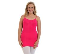 Purple Hanger Womens New Plain Sleeveless Ladies Stretch Round Scoop Neckline Long Strappy T-Shirt Camisole Vest Tank Top Cerise Size 8-10