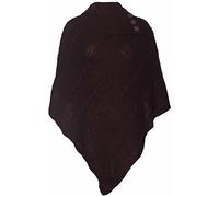 Purple Hanger Womens New Poncho Button Ladies Long Knitted Folded Roll Neck Button Cape Shawl Wrap Shrug Jumper Top Plus Size Dark Brown Size 20-22