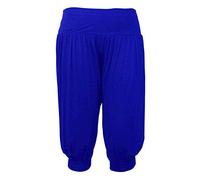 Purple Hanger Womens Plain 3/4 Shorts Ladies Ruched Gathered Baggy Ali Baba Cropped Stretch Elasticated Waistband Trousers Leggings Harem Hareem Pants Plus Size Royal Blue Size 22-24 (XXXL)