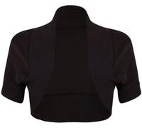 Purple Hanger Womens Plain Ribbed Neckline Short Cap Sleeve Ladies Front Open Fit Cardigan Bolero Shrug Top Dark Brown Size 16-18