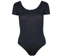 Purple Hanger Womens Plain Short Cap Sleeve Ladies Popper Stud Fastening Round Scoop Neckline Stretch Bodysuit Leotard T-Shirt Top Black Size 20-22