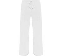 Purple Hanger Womens Plain Wide Leg Casual Trousers Ladies Stretch Fit Tie Trim Palazzo Pants Plus Size (26-28, White)