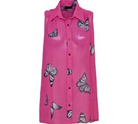 Purple Hanger Womens Plus Size Chiffon Butterfly Design Ladies Sleeveless Uneven Hem Shirt Top (14, Cerise)
