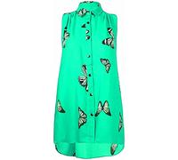Purple Hanger Womens Plus Size Chiffon Butterfly Design Ladies Sleeveless Uneven Hem Shirt Top (22-24, Mint)