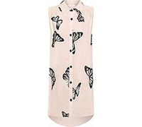 Purple Hanger Womens Plus Size Chiffon Butterfly Design Ladies Sleeveless Uneven Hem Shirt Top (26-28, Nude)
