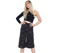 Purple Hanger Womens Plus Size Cropped Plain Elasticated Waist Stretch Ladies Mini Culottes Shorts (12-14, Black Multi Dotted)