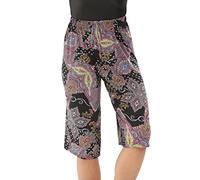 Purple Hanger Womens Plus Size Cropped Plain Elasticated Waist Stretch Ladies Mini Culottes Shorts (as8, Numeric, Numeric_24, Numeric_26, Regular, Regular, Yellow Paisley)