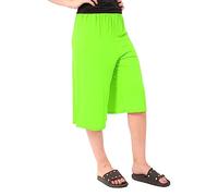 Purple Hanger Womens Plus Size Floral Spot Paisley Print Ladies Stretch Elasticated Waist Wide Leg Culottes Shorts Neon Green
