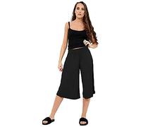 Purple Hanger Womens Plus Size Floral Spot Paisley Print Ladies Stretch Elasticated Waist Wide Leg Culottes Shorts (16/18, Black)