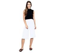 Purple Hanger Womens Plus Size Floral Spot Paisley Print Ladies Stretch Elasticated Waist Wide Leg Culottes Shorts (20/22, White)