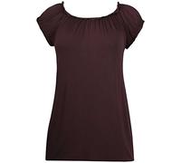 Purple Hanger Womens Plus Size Short Sleeve Ladies Elasticated Neck Long Tunic Plain Gypsy Top (Dark Brown, 26-28)