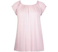 Purple Hanger Womens Plus Size Short Sleeve Ladies Elasticated Neck Long Tunic Plain Gypsy Top (Stone, 18-20)