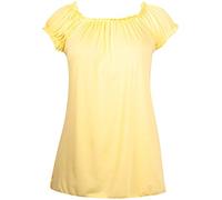 Purple Hanger Womens Plus Size Short Sleeve Ladies Elasticated Neck Long Tunic Plain Gypsy Top (Yellow, 22-24)