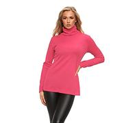 Purple Hanger Womens Polo Neck Turtle High Roll Neck Plain Ribbed Long Sleeve Ladies Casual Stretch T-Shirt Basic Pullover Jumper Warm Winter Wear Slim Fit Top Plus Size 8-26 (24-26, Coral)