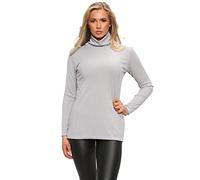Purple Hanger Womens Polo Neck Turtle High Roll Neck Plain Ribbed Long Sleeve Ladies Casual Stretch T-Shirt Basic Pullover Jumper Warm Winter Wear Slim Fit Top Plus Size 8-26 (24-26, Light Grey)