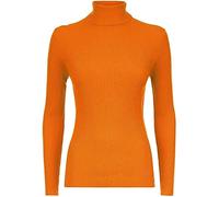 Purple Hanger Womens Polo Neck Turtle High Roll Neck Plain Ribbed Long Sleeve Ladies Casual Stretch T-Shirt Basic Pullover Jumper Warm Winter Wear Slim Fit Top Plus Size 8-26 (24-26, Orange)