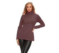 Purple Hanger Womens Polo Neck Turtle High Roll Neck Plain Ribbed Long Sleeve Ladies Casual Stretch T-Shirt Basic Pullover Jumper Warm Winter Wear Slim Fit Top Plus Size 8-26 (24-26, Dark Brown)