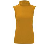 Purple Hanger Womens Sleeveless High Roll Polo Turtle Neck Vest Top Ladies Stretch Casual Plain Polo T-Shirt Jumper Tank Top for Women and Girls Warm Winter Wear Plus Size 8-22 (20-22, Mustard)