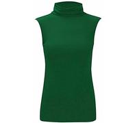 Purple Hanger Womens Sleeveless High Roll Polo Turtle Neck Vest Top Ladies Stretch Casual Plain Polo T-Shirt Jumper Tank Top for Women and Girls Warm Winter Wear Plus Size 8-22 (12-14, Bottle Green)