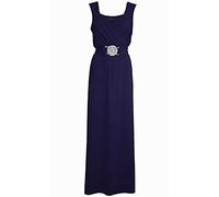 Purple Hanger Womens Sleeveless Ladies Cross Over Wrap Buckle Belt Back Tie Fastening Long Maxi Dress Plus Size (16-18, Navy Blue)