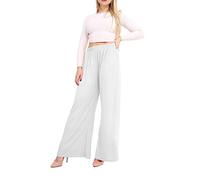 Purple Hanger Womens Stretch Ladies Elasticated Baggy Wide Leg Palazzo Plain Loose Fitted Trousers Pants Plus Size (as8, Numeric, Numeric_12, Numeric_14, Regular, Regular, White)