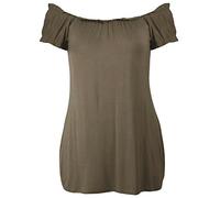 Purple Hanger Womes Off Shoulder Elasticated Plain Boho Ladies Stretch Fit Long Gypsy Top#(Mocha Off Shoulder Elasticated Plain Boho Gypsy Top #UK 18#Womens)