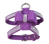 Purple Harness For Fmall Dogs,Rhinestone Cat Vest Harnesses with Bow Tie Puppy Kitty Cute Fancy Sparkling Pretty Crystal Diamond for Small Pet Yorkie Chihuahua xxs
