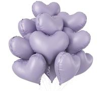 Purple Heart Balloons, 10 Pcs Lavender Light Purple Foil Mylar Heart Shape Balloons 20 Inch Reusable Big Helium Balloon for Girls Women Birthday Valentine's Day Decorations Bridal Shower Engagement