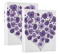 Purple Heart Day Purple Poppys 1 and A Half Inch Binder 3 Ringed with Clipboard 1/2 Pack Assorted Binders 200 Sheets