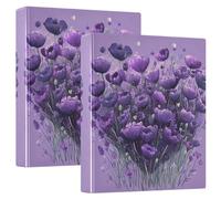 Purple Heart Day Purple Poppys 2.5cm and 2.5cm Pocket Triple Ring Binder 1/2 Pack Office Supplies (200 Sheets)