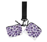 Purple Heart Day Purple Poppys Change Wallet for Women, Fashion Mini Coin Purse with Wrist Strap for Everyday Use, 2 Pack, Purple Heart Day - Purple Poppies, 1 Size, Printed Art, Purple Heart Day -