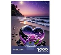 Purple Heart Glass Beach Sunset 1000 Piece Jigsaw Puzzle for Adults Relaxing Focus Home Decor 52x38cm/1000pcs