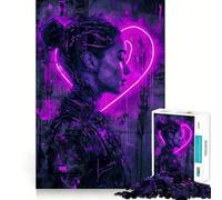 Purple Heart Jigsaw 1000 Pieces for Adults Cognitive Toy Bonding Time Pattern Assembly Santa Wish Item (38x26cm)