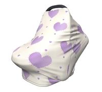 Purple Heart Nursing Cover 360° Full Coverage Love Dot Stretch Scarf for Breastfeeding and Car Seat Cover Fit for Most Pushchairs and Prams