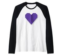 Purple Heart Origami Style Love Symbol Graphic Raglan Baseball Tee