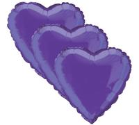 Purple Heart Shape Foil Helium Balloon 46cm / 18 in - Pack of 3