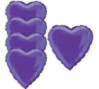 Purple Heart Shape Foil Helium Balloon 46cm / 18 in - Pack of 5